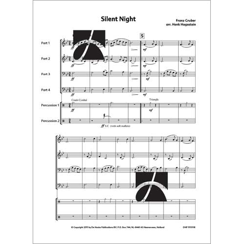 きよしこの夜（4パート+opt.打楽器）：フランツ・ザヴィエル・グルーバー / ヘンク・ホーヘスティン [吹奏楽フレキシブル]
